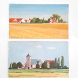 Ensemble de 2 paysage huile sur toile
