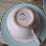 Vintage white and aqua tea service - gold trim - Luneville