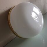 Half moon ceiling light in white opaline / vintage 70-80s