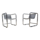 Pair of plexiglass and tubular chrome armchairs, 1970s