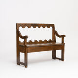 Liturgical bench with fruit wood backrest - French work - nineteenth century.