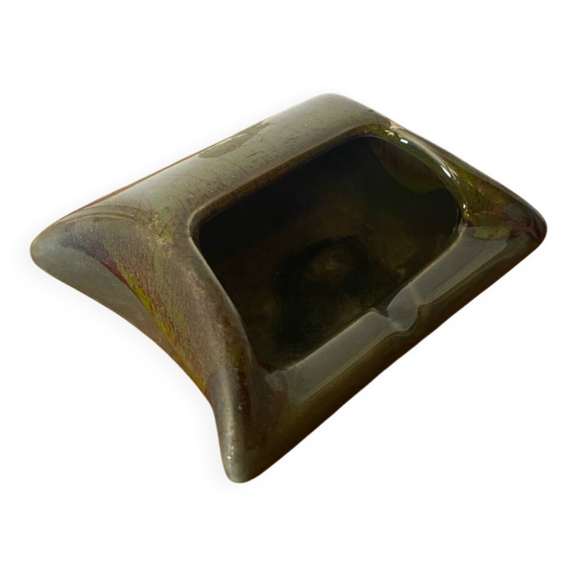 Antique Ashtray MARISA Green Ceramic Made In Italy Vintage #C659