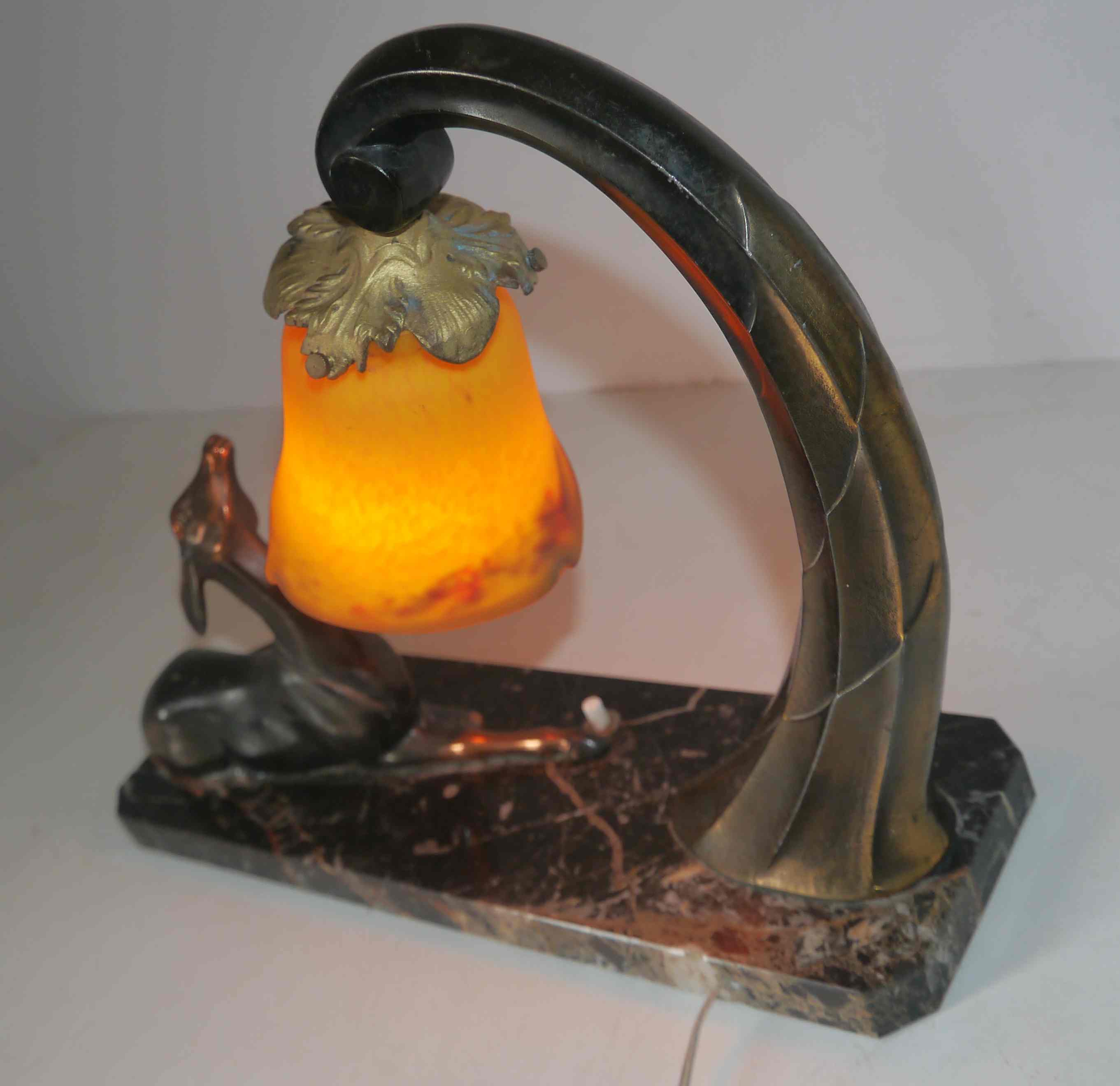 Art deco lamp gazelle decoration Manufacture 30's years