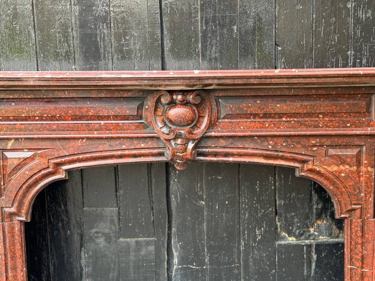 Napoleon III Fireplace in Red Griotte Marble Circa 1880