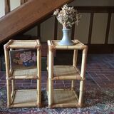 Pair of rattan bedside