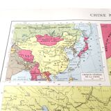 Vintage map Asia China Korea 43x43cm from 1950