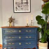 Commode vintage restaurée – peinture Annie Sloan Oxford Navy & cire cl