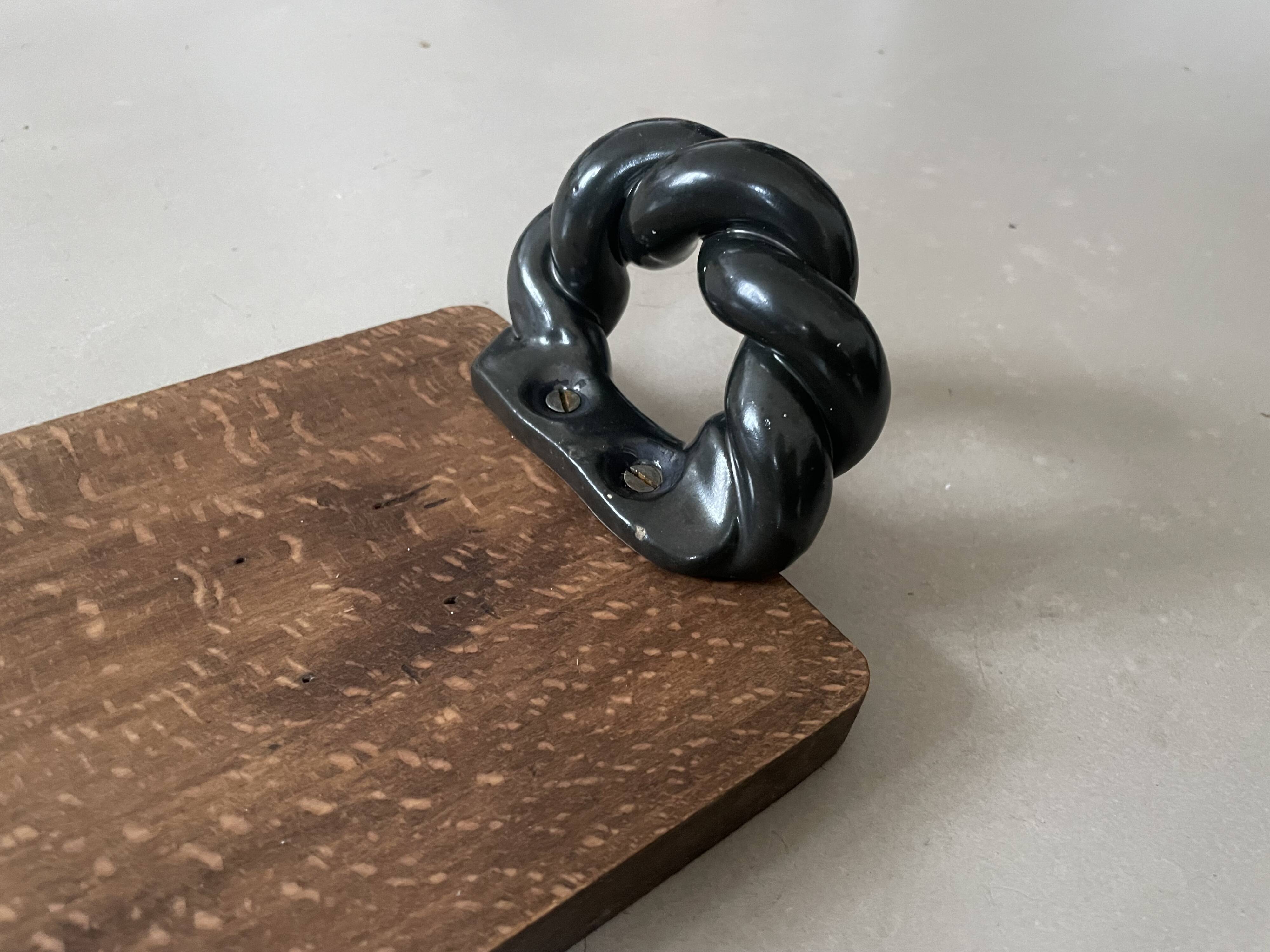 Vintage wooden and ceramic tray