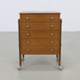 Vintage Chest of Drawers /Nightstand on Wheels, 1960s