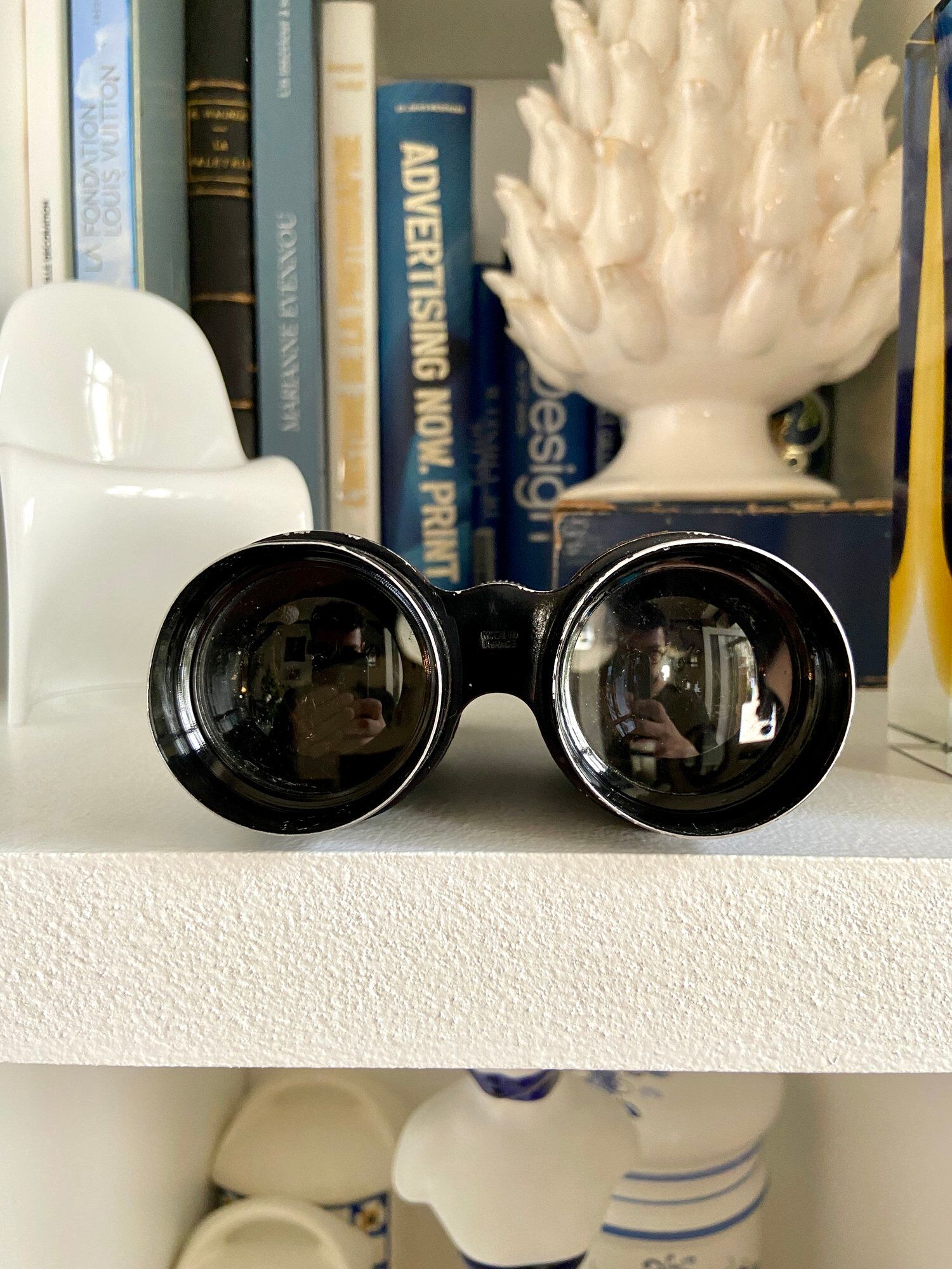 Black metal binoculars