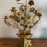 Brass church candelabra with fleur-de-lys