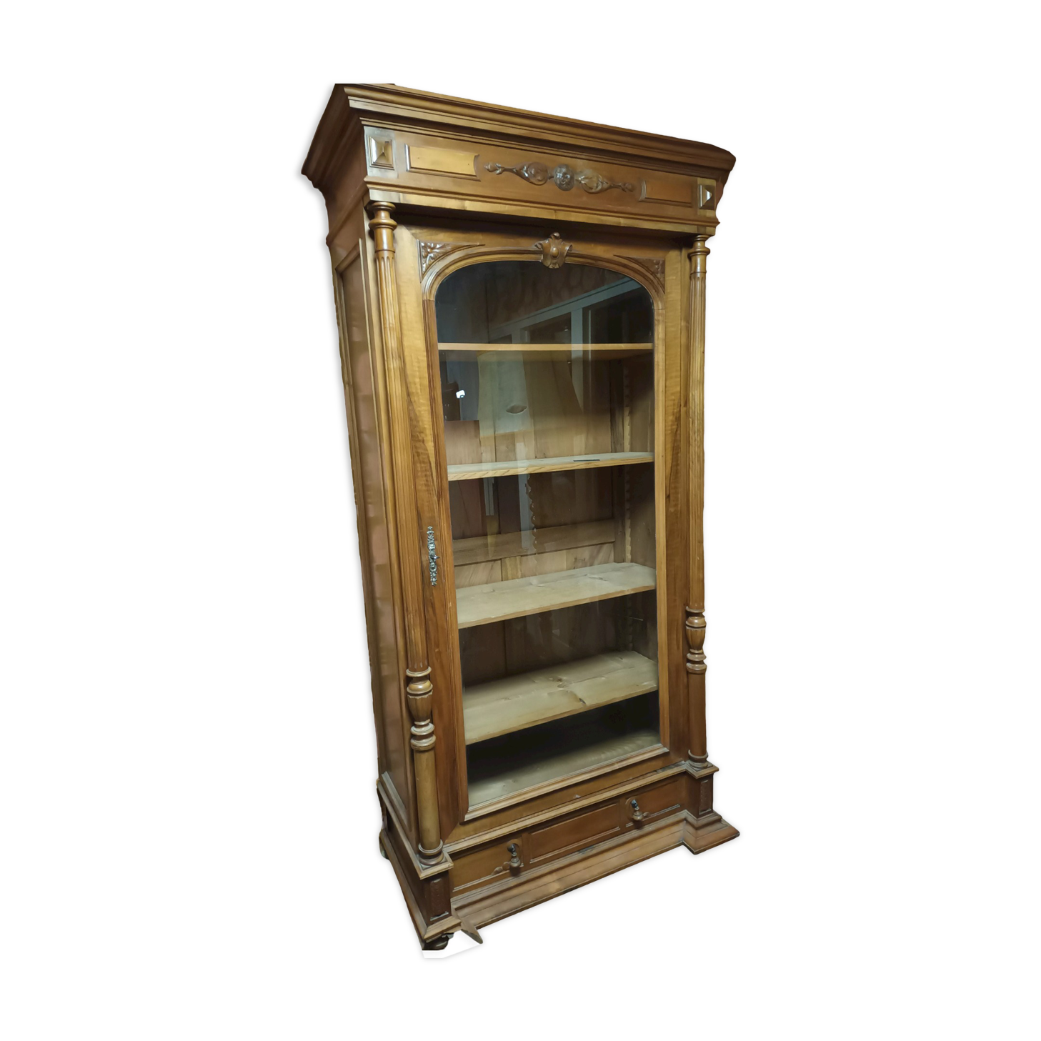 Walnut glass cabinet