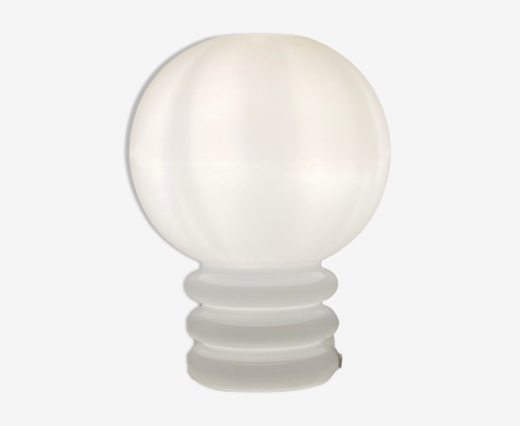 Lampe ampoule en verre blanc vintage par Glashütte Limburg 1979