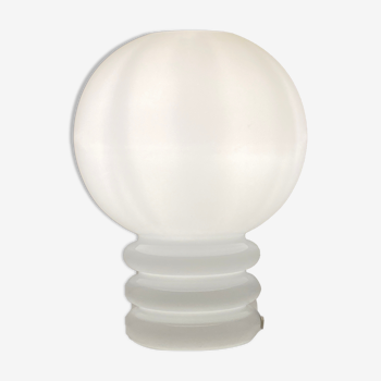 Vintage white glass table lamp bulb by Glashütte Limburg 1979