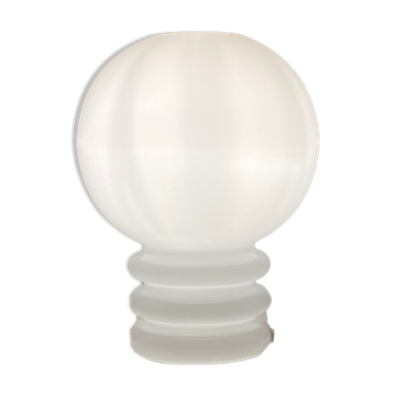 Vintage white glass table lamp bulb by Glashütte Limburg 1979