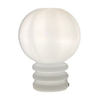 Vintage white glass table lamp bulb by Glashütte Limburg 1979