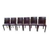 6 art deco chairs with leather seats