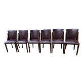 6 chaises art déco assise cuir
