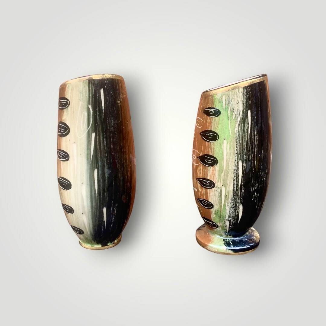 Two antique earthenware vases by Hubert Bequet (Belgium) - 1950s