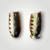 Deux anciens vases en faïence de Hubert Bequet (Belgique) - années 50