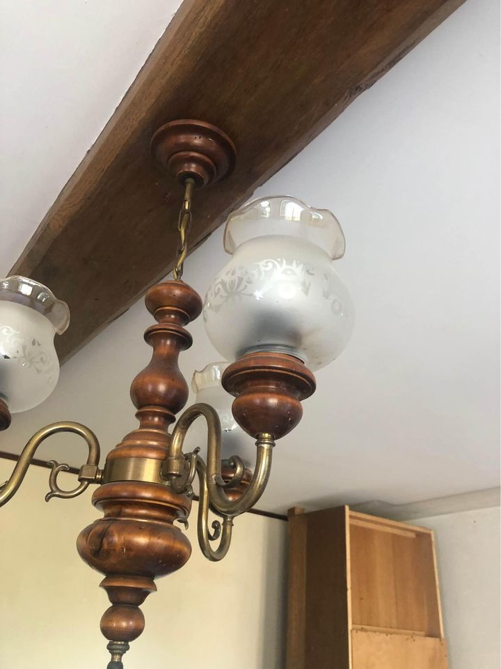 3-branch wooden chandelier