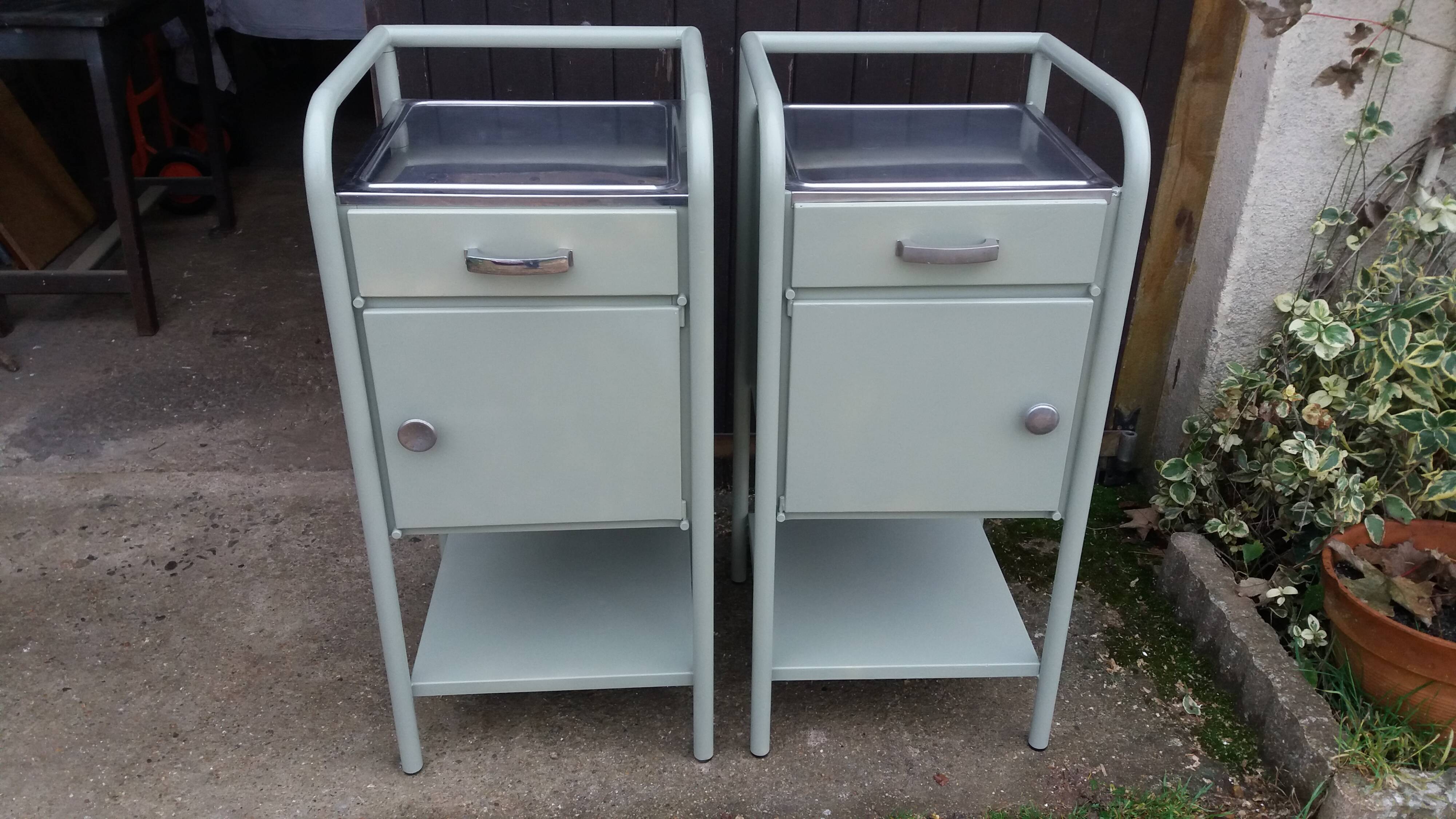 Pair of metal bedside tables from the 1950s