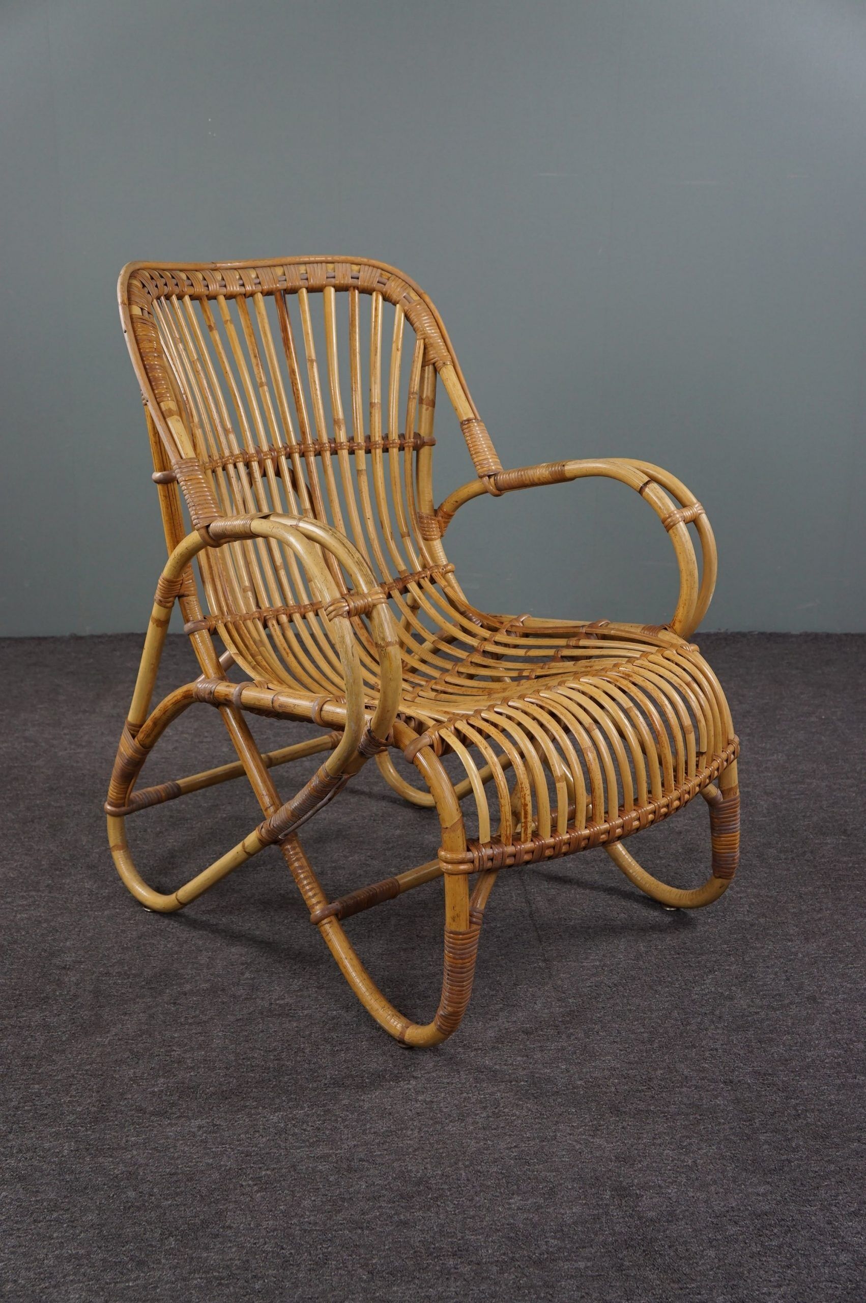 Rattan armchair with armrests 1950
