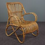 Rattan armchair with armrests 1950