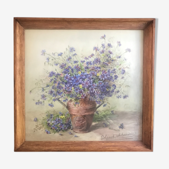 Blanche Salanson : Blueberry vase, watercolor