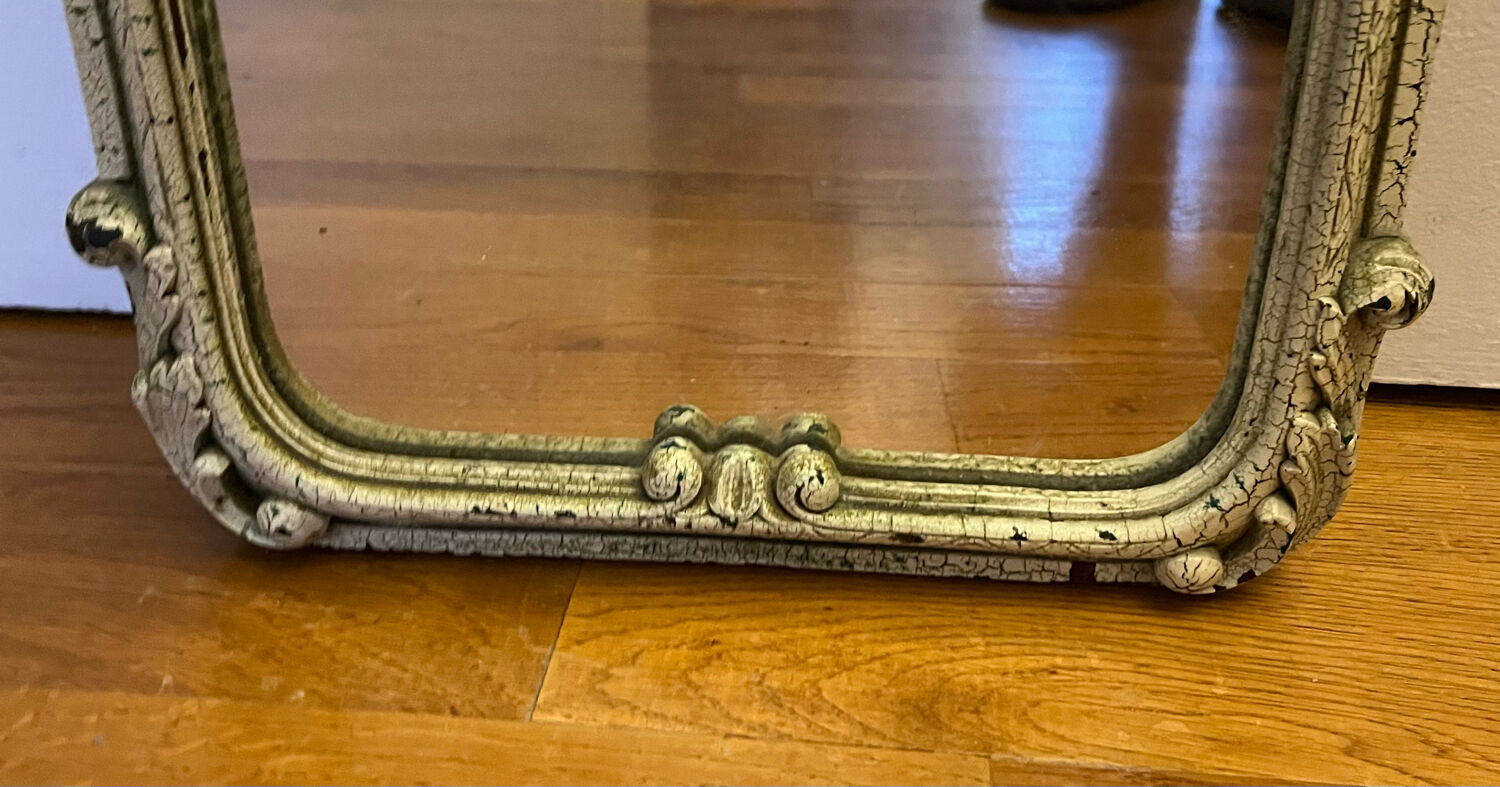 Carved painted wooden mirror