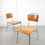 Mid-century Plywood Aluminum Chair, set of 2