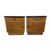 Pair of vintage oak bedside tables