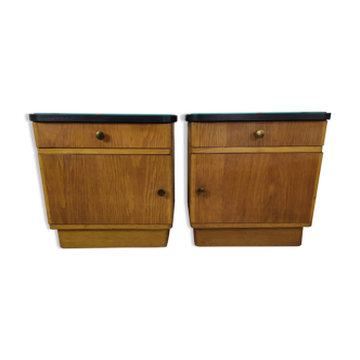 Pair of vintage oak bedside tables