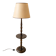 Vintage wooden floor lamp with rotating and leather shade - 1970s