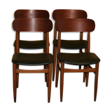 Suite de 4 chaises en teck années 60 Gessef