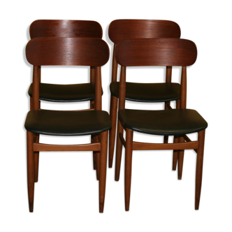 Suite de 4 chaises en teck années 60 Gessef