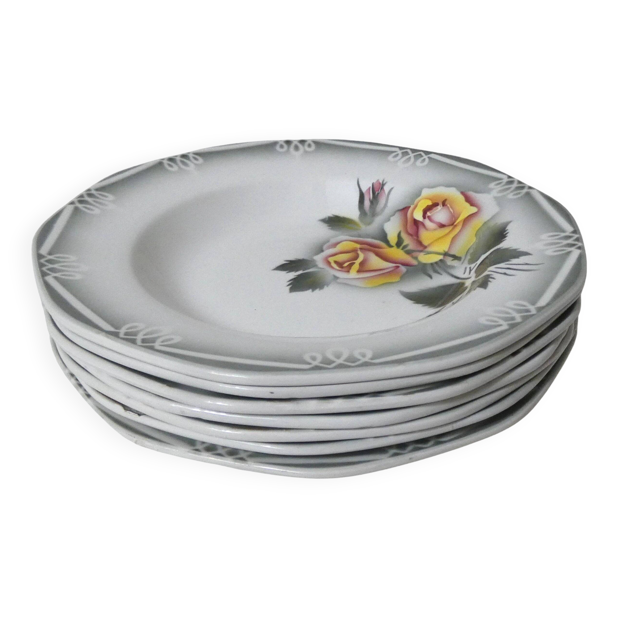 Digoin sarreguemines 7 deep plates odile