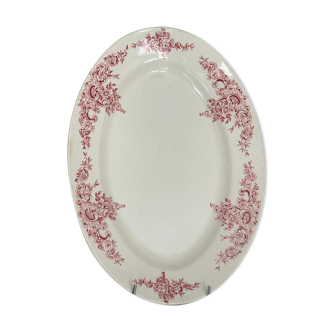 Old long dish in earthenware, iron earth, H.B. & Cie service Louis XV