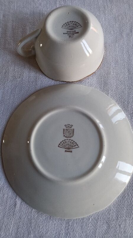 Lot composed of 3 cups and old saucers ( Digoin Sarreguemines France )