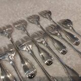 10 silver-plated oyster forks by Ravinet Denfert, shell-shaped goldsmith