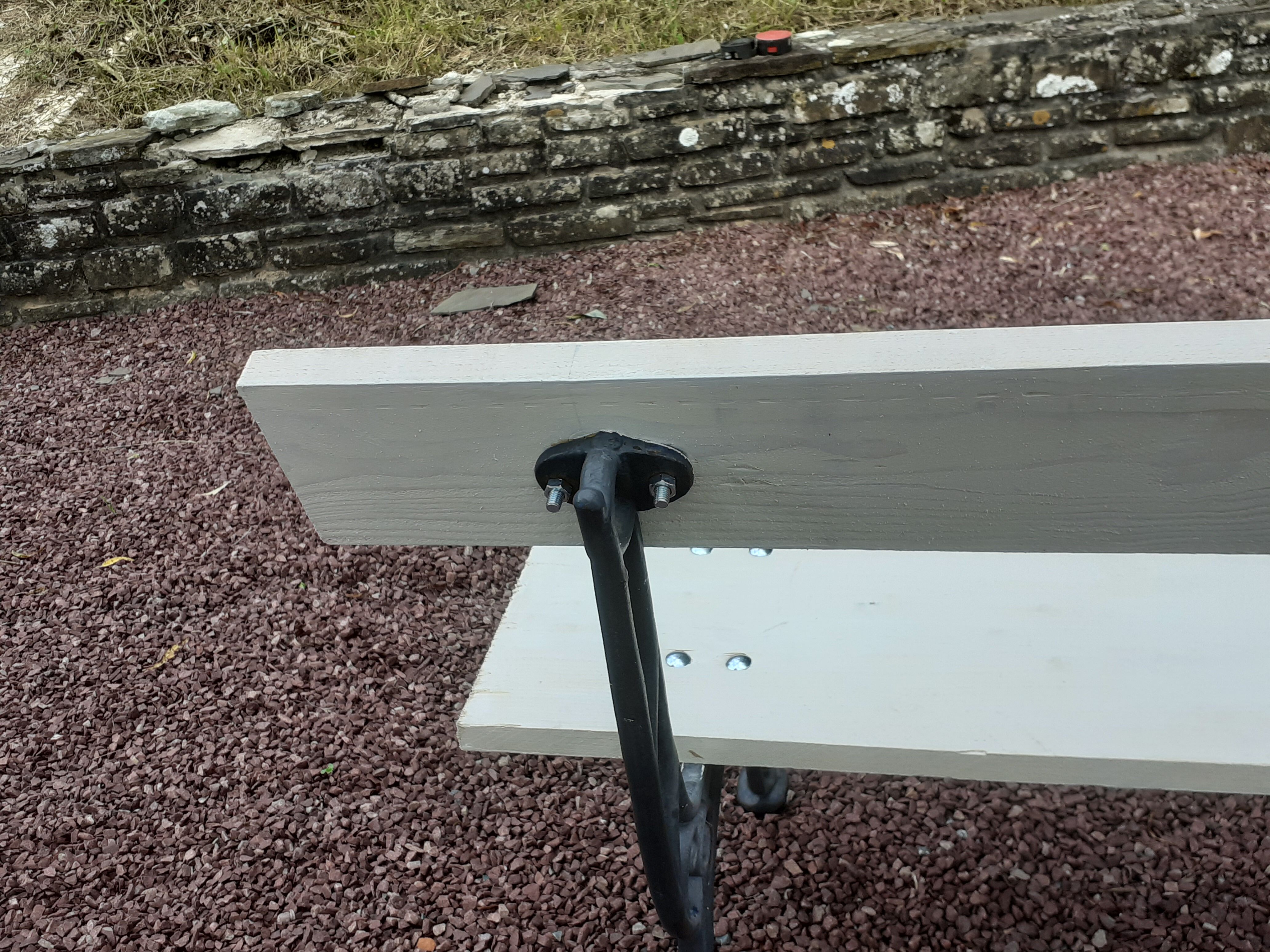 Garden bench with old cast-cast-or-cast-or-cast foot