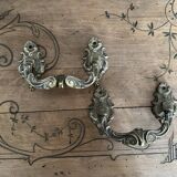 Pair of large antique bronze handles, L. Pinet 19th century