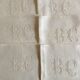 Set de 6 serviettes de lin damassé vers 1900 brodées BC