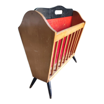 Wooden magazine holder feet compass vintage Scandinavian design