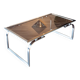 Table basse 1970 verre fumé et métal