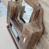 Art Deco Burmese Teak Barber Shelf Mirror