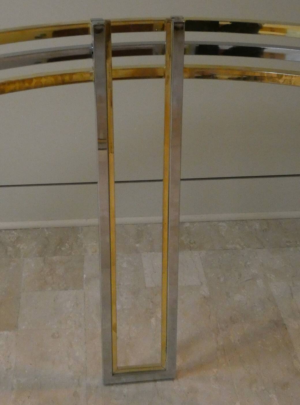 Dining table in chrome and gold steel, Romeo Rega style, Italy, 1970s.