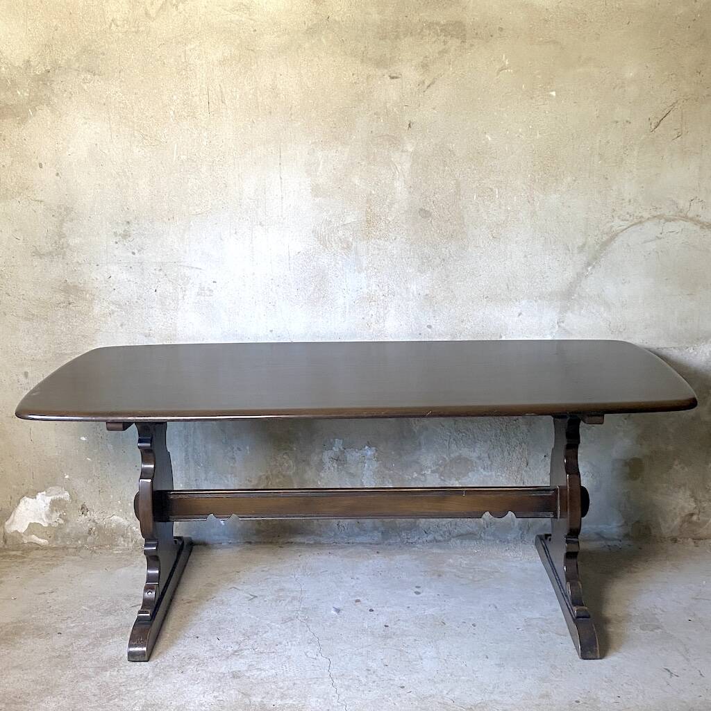 Rustic table in solid elm, vintage 1960s.