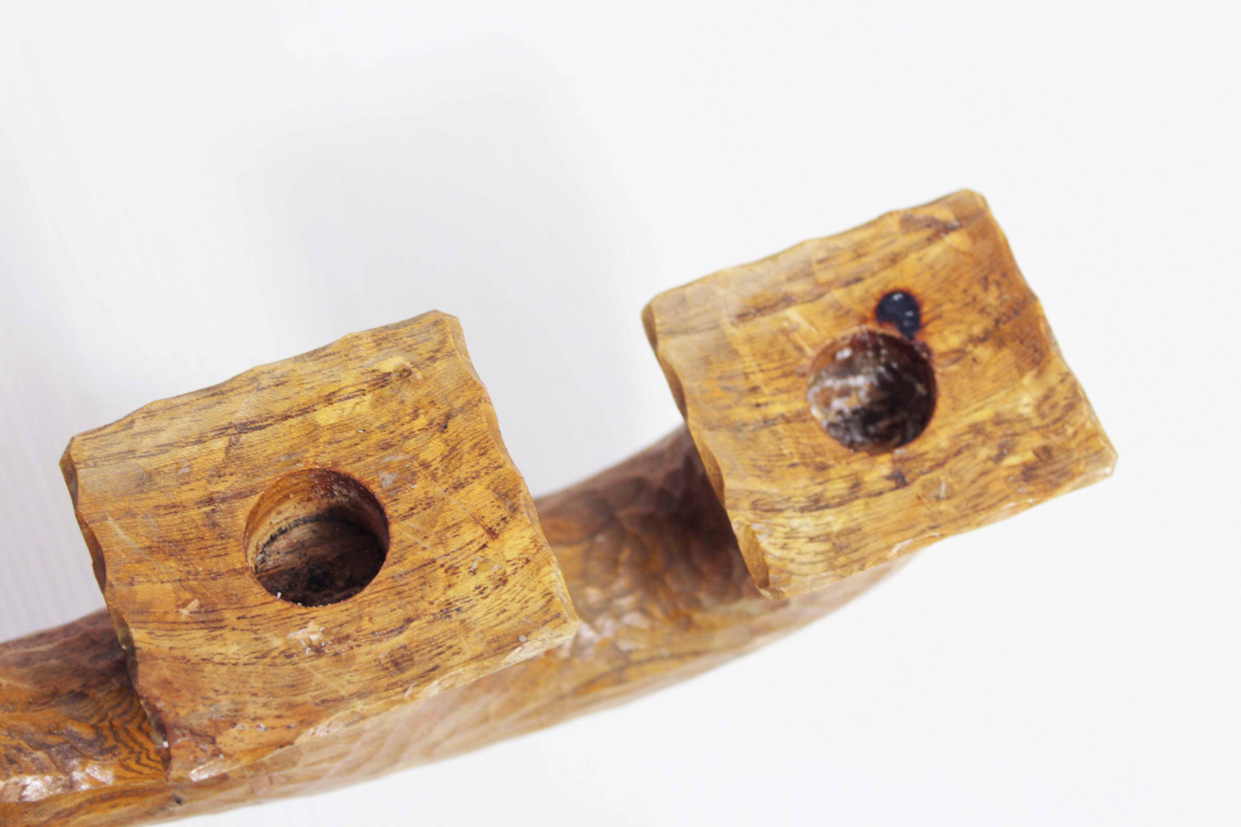 Anthroposophical candle holder in carved wood