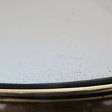 Mirror tray, modernist, minimalist, in gold metal and scoubidou, 1950-1960